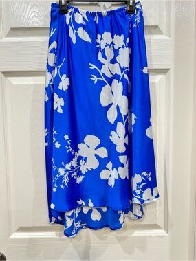 Sienna Sky Royal Blue and White Floral Midi Skirt